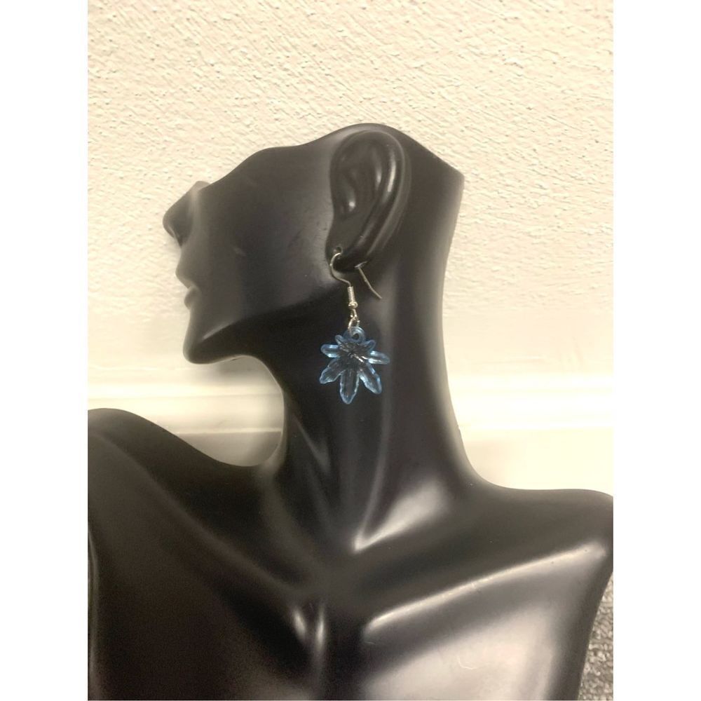 Blue Weed Statement Earrings